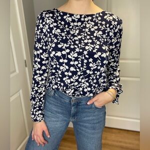 Navy Floral Blouse